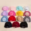 M622 Nouveau Automne Hiver Infantile Bébé Enfants Tricoté Chapeau Bonbons Couleur Enfants Fausse Fourrure Balle Crâne Bonnets Casquettes Turban Cache-oreilles Filles Chapeaux Chauds 15 Couleurs