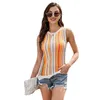 Kvinnors tankar Summer Womens Clothing Rands O Neck Regular Acrylic Office Lady Sweater Knit Vick Girl Women Sticked Tank Tops Ladies Sexy