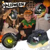 Party Masks Dinosaur Mask Glowing Eyes Movely Mouth Dino Masks With Sounds Halloween Horror Party Cosplay Costume Animal Roll Spela huvudbonader 230820