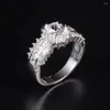 Klusterringar Luxury Silver Cushion Cut 3CT SONA DIAMOND CZ Engagement Smycken 925 Sterling Wedding Finger Flower For Women