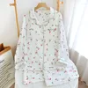 Women's Sleepwear 2023 Pajamas Autumn Spring Long Sleeve Soft Set Cherry Print Pyjama Woman Home Nightwear Cardigan