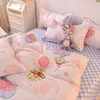 Bedding sets Ins Style Cute Cartoon Girl Set Duvet Cover Polyester Queen Full Twin Size Bed Flat Sheet Linen Pillowcase Kawaii 230818