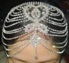 Hårklipp Brudhuvudstycke Kristall Rhinestone Chain Flapper Cap Wedding Accessories Party Backside pannhuvudband Band smycken