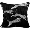 Travesseiro Cheetah travesseiros de leopardo retro capa decorativa de faixa preta para sofá 45x45 Decoração de casa da sala de estar de luxo
