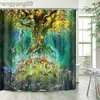 Duschgardiner tropisk duschgardin för badrum fantastiskt skogsjungel svamp duschgardiner tyg badrum gardiner set med R230821