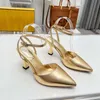 designer Women's High Heel Sandals Leather Party Fashion Metal Double buckle Summer Designer Sexy Peep-toe women's chunky Heel Dress Shoes