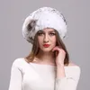 Beret Beret Caps для женщин подлинная шляпа Rex Rabbite Elegant Murch Hat Оптовая эластичная вязаная головная одежда Боннеты Зимняя леди шляпа 230821