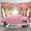 Tapissries Flower Road Cherry Tapestry Wall Hanging Tree View Decor Art för vardagsrum sovrum sovsal dekoration 80 x 60 tum