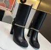 Half Boots en cuir complet en cuir avec talon rond à talons épais en cuir en cuir en cuir extérieur chaussures de soirée de luxe pour femmes talons hauts taille 35-41