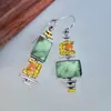 Rongyu is a hot seller in Europe and America, with a retro style and creative geometric turquoise color separation earrings for women's earrings