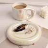 Cups Saucers Personalized Fat Cup Creative Pearl Color Ceramic Mug Office Breakfast Milk Coffee Tea Cute Couple Drinking