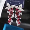 Pendientes colgantes Flor dulce fresca XUYE Declaración de moda Joyería para fiesta de boda Pendientes de perno de temperamento chapados en oro