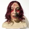 Party Masks Halloween Cosplay LaTex Mask Women Men Horrible Ghost Full Face Mask med Long Hair Party Costume 230820