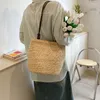 Evening Bags Beach Straw For Women Rattan Handmade Woven Bucket Purse Handbag Ladies Small Wallet Holiday Travaling Shoulder Bag