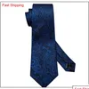 Cravate Set Fast Mens Cravates 100% Soie Designers Mode Bleu Marine Floral Hanky Boutons De Manchette Ensembles Pour La Fête De Mariage Formelle Groom Drop De Otepb