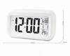 Plastic Mute Alarm Clock LCD Smart Temperature Cute Photosensitive Bedside Digital Alarms Clocks Snooze Nightlight Calendar C364