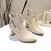 Stiefel S High Heels Kurzer Frühling Herbstgürtel Schnalle Knöchel weibliche Bottes Top Leder Schuhe wasserdichte Frau Pumps 230821