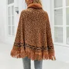 Men s hoodies tröjor Autumn Winter Poncho Women Leopard Tassel Cardigan Coats Warm Sticked Scarf Collar Casual Cape Shawl Femla Fashion Cloak 230821