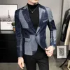 Giacche da uomo Blazer autunnali di alta qualità uomini Slip Fit British Plaid Formale Giacca per feste maschile Business per matrimoni Slimt Fit Casual Coat Smoking J230821