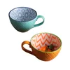 Tasses 400 ml en céramique tasse à café en relief rétro nordique tasse créative après-midi thé petit déjeuner café coloré peint à la main cuisine 230818