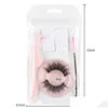 Autres articles de santé et de beauté 3D Round Lash Box Emballage de cils Combinaison Brosse à bigoudi et bande auto-adhésive Épaisseur de colle Natura Dh5A0