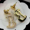 T GG Charm Vintage Classique Perle Boucles D'oreilles Femmes Plaqué Or 18 Carats Perle Lettres Creux Pendantes Coeur Cuivre Orné Oreille Stud Rétro Bijoux De Fête