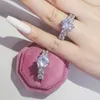 Anéis de cluster anel 925 prata linda firecolor diamante substituto luxo casamento feminino
