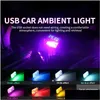 Décorations intérieures Prises Usb Led Lights Car Ambiance Lampe Décoration Atmosphère Pour Accessoire Mini Bb Room Night Light Drop Deliver Dh3Z6