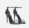 23s Luxury Designer Sandaler Kvinnor Patentläder Sandal Back-Logo Plack High Heel Sandals Ankle Strap Stängning med ruta 35-43