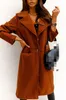 Wool wełna miesza zimowy ciepły płaszcz Kieszonkowy Khaki Khaki jesienna luźna luźna odzież uliczna swobodny moda lady odzież wierzchnia 230818