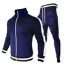 Survêtements pour hommes 2022 Hommes Survêtement Casual Marque Hoodies Hommes Ensembles Zipper Veste 2 Pièce + Pantalon Rayé Gym Costume De Sport Mâle Hip Hop Streetwear J230821