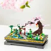 Blokkeert Creative Mini Sakura Bonsai City Street View Bouwstenen Huisdecoratie Peach Blossom Pot Plant B Tegeelgoed volwassen geschenken R230817