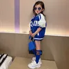 Jackets Spring Autumn Girls Coat Baby Jacket Toddler Coat Kids Clothes Teenage Baseball Outfit Contrast Color Letter Patch 5-14Y 230817