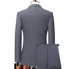 Men's Suits Icool Handsome Casual Business Formal Suit Set Two Piece Groom Wedding Wear