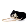 Kvällspåsar Kvinna Diamond Pearl Handbag Vintage Crystal Flower Evening Bag Wedding Party Bride Clutch Bag Purse (Black) HKD230821