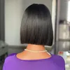 Blunt Cut Bob Wig Spets Front Human Hair 4x4 HD Stängning Ben Rak Naturlig svart 12a Vietnam Glueless Ready to Wear Short