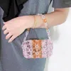 イブニングバッグ2023ミックスカラーフラワーアクリル小さな新鮮な女性の手作りビーズ織り楕円形の楕円形の楕円形のハンドバッグヴィンテージクリスタルバッグ