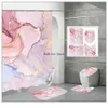 Shower Curtains Pink Crack Shower Curtains Fashion Bathroom Curtain Bath Sets Toilet Cover Mat Non-Slip Washroom Rug Set Modern 180x180cm Hot R230821