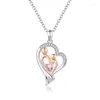 Pendant Necklaces 2023 Fashion Mother Kids Heart Shaped Necklace Pink Cubic Zircon Women's Mother's Day Jewelry Gift For Mom