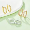 Iced Out Women Moissanite Earrings 18k Yellow White Gold Plated Full Moissanite VVS Diamond Hoop Earrings