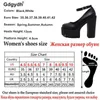 new spring autumn casual high-heeled shoes sexy ruslana korshunova thick heels platform pumps Black White 230807