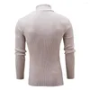 Suéteres para hombre, camiseta de cuello alto de Material microelástico para figura delgada, capas informales, otoño cálido y elegante