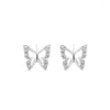 Brincos do garanhão 925 Afilos de prata Clear Zircon Butterfly Mulheres Garotas Garotas Party Birthday Gift Jóias EH2025