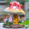 Decorative Objects Figurines Miniature Mushroom House Statue Garden Fairy Cottage Resin Figurine Lawn Ornaments For 230818