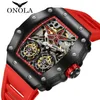 Andra bärbara enheter Nya lyxmodeklockor Män Onola Brand Hollow Full Automatic Mechanical Men Watch Waterproof Clock X0821