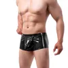 Slip Culotte Bouton Faux Cuir Wet Look Sexy Gay Sous-Vêtements Pour Hommes Sissy Jockstrap Poche Ouverte Boxer Shorts Slip Hommes Culotte Cueca 230818