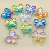 Acrylic Plastic Lucite Arrival 30x29mm 100pcs UV/Aurora Effect Butterfly Shape Beads For Handmade Necklace DIY Parts.Jewelry Findings Components 230820