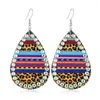 Dangle Earrings ZWPON Fashion Leopard Teardrop Pave Faceted Crystal Margin Sunflower PU Leather Drop For Woman