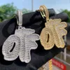 Pendant Necklaces Iced Out Bling Rectangle CZ Letters OTF Pendant Necklace Cubic Zirconia Gold Plated Charms Men Women Hip Hop Jewelry 230821