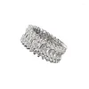 Bagues de grappe 2023 925 argent européen et américain luxe ensemble grande rangée bague en diamant haute teneur en carbone femme transfrontalière souhait